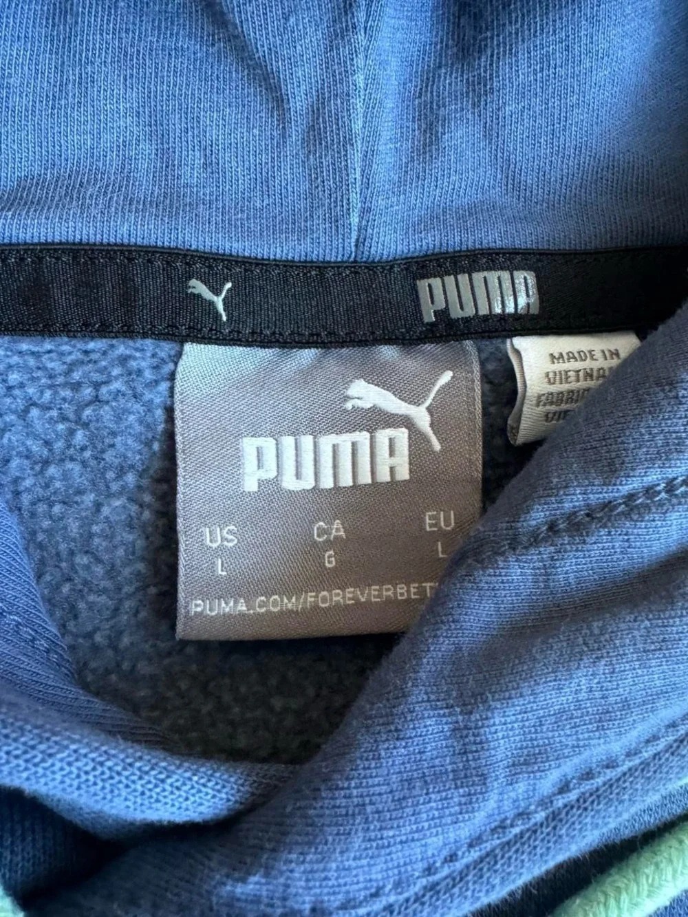 Mens Classic Athletic Puma Blue  Pullover Hoodie Sweater Size Large